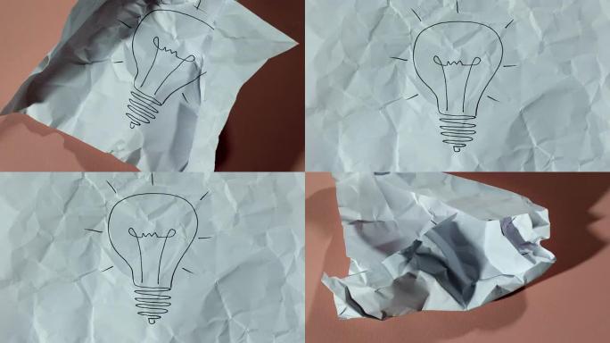 灯泡绘图纸球展开灯泡折纸褶皱