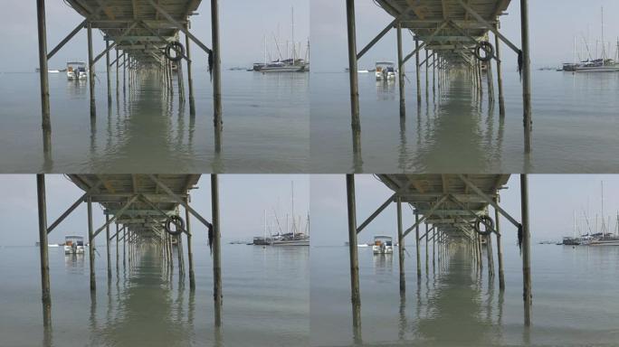 早上的海边木桥。(4K)