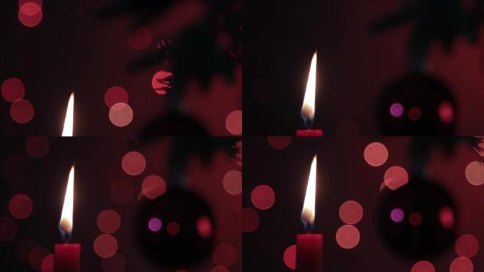 在美好的圣诞环境中燃烧蜡烛