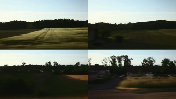 从瑞士的火车窗口高铁车窗外风景行驶旅途地