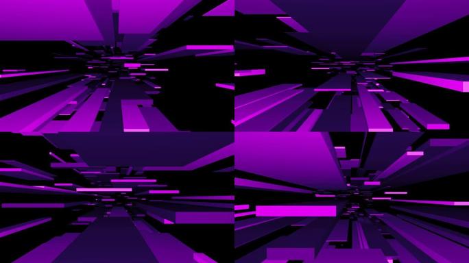 紫色方块隧道循环|抽象未来主义动画
