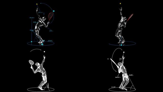 拥有技术数据的3D网球男子