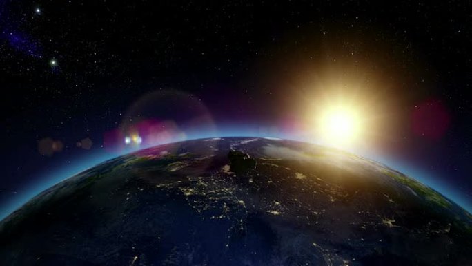 流星向亚洲移动未来空间站地球自转