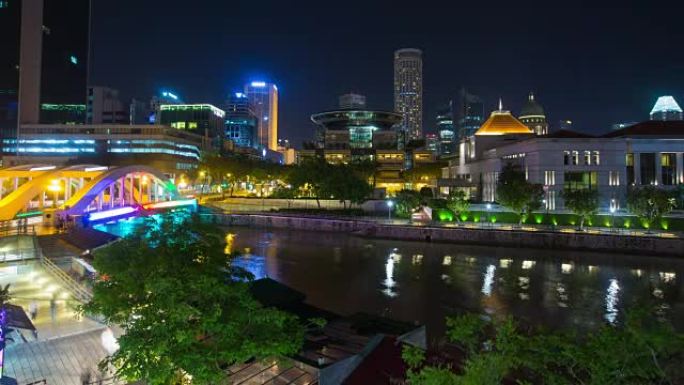 4k延时: 新加坡码头的夜景