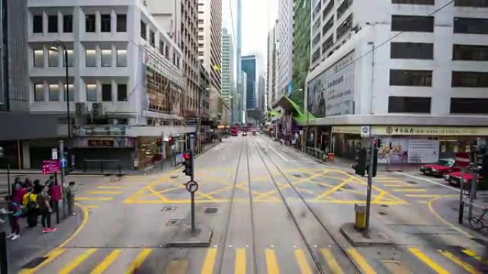 4k延时，香港市区路，从穿梭电车
