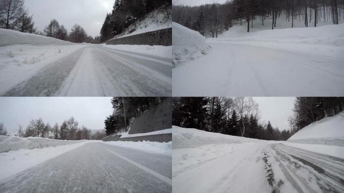 雪地冬季公路行驶雪地冬季公路行驶