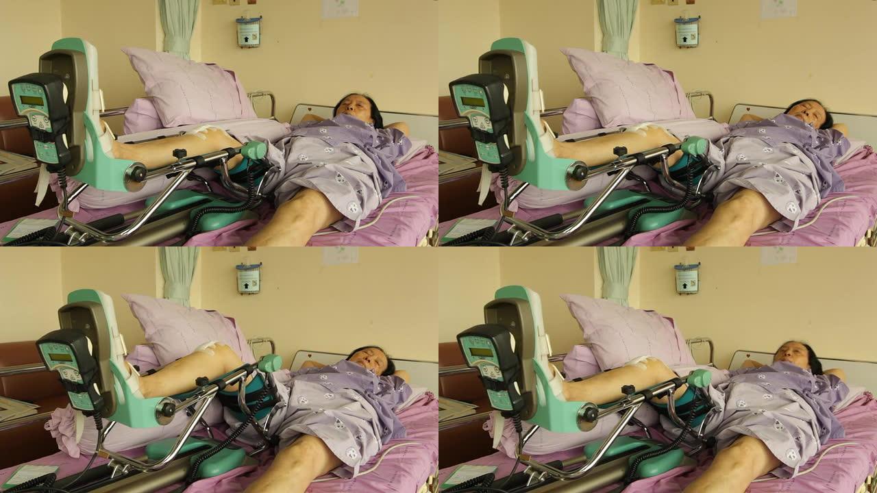 快速镜头：躺在病床上的亚洲老妇