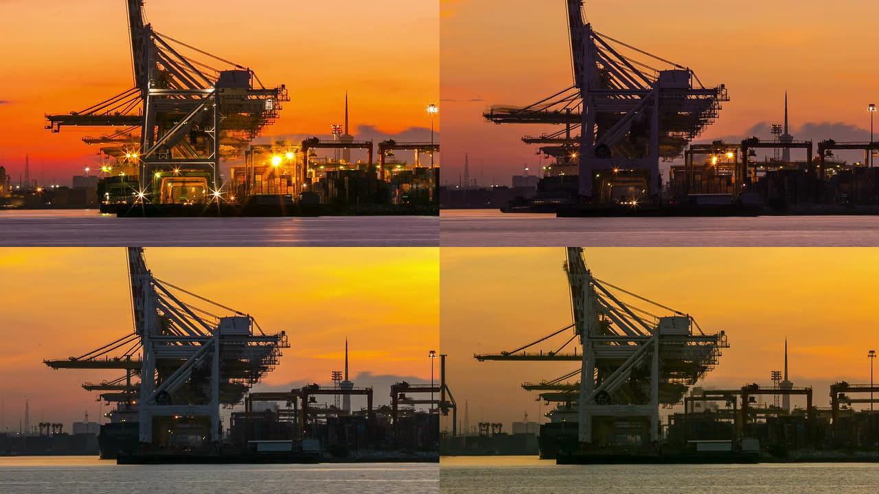 港口城市海运码头港口轮船外贸易运输物流集
