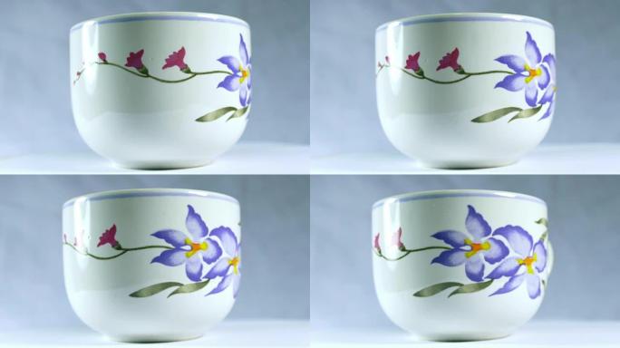 传统白色日本茶杯瓷器收藏传统文化特写展示