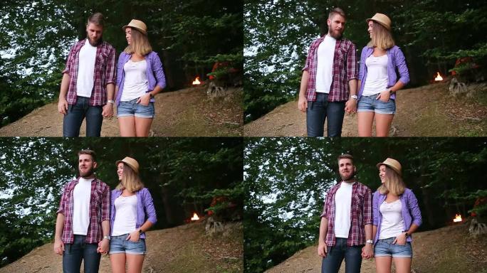 年轻夫妇喜欢大自然和度假