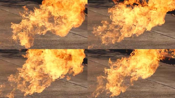 火的慢动作升格慢镜头烈焰大火焚烧石油