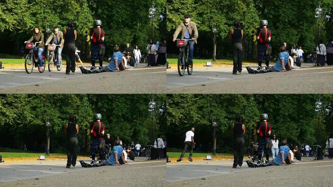 在伦敦海德公园 (UHD) 享受休闲的人们