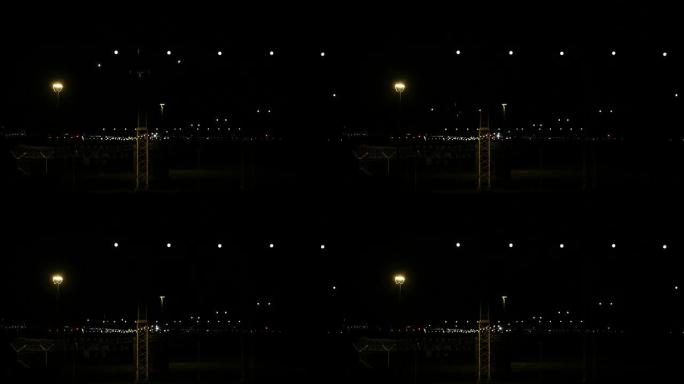 夜间在悉尼机场降落的飞机以4k拍摄