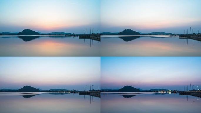 日落时韩国济州岛的海洋景观。timelape 4k