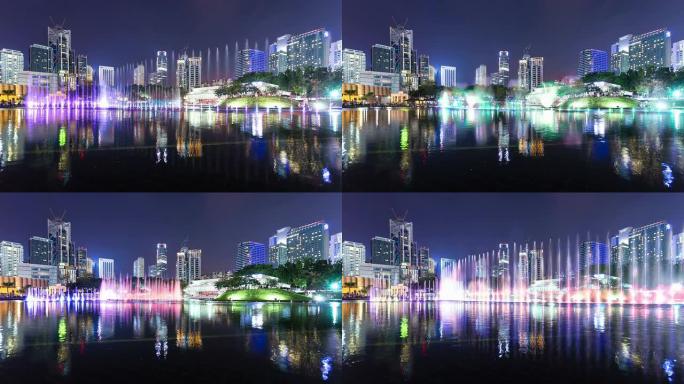 吉隆坡夜间现代城市景观，延时