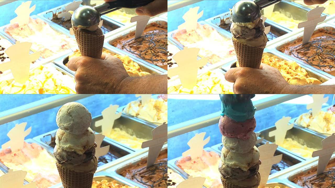 冰淇淋塔很多冰淇淋塔