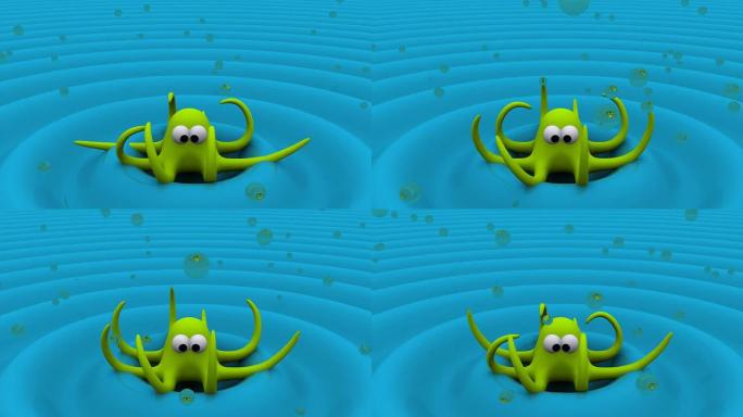 3D章鱼泡泡动画八爪鱼