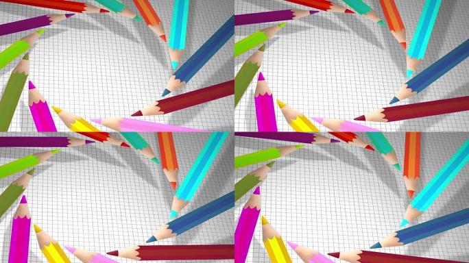 彩色铅笔蜡笔彩色铅笔mg动画抽象色彩旋转