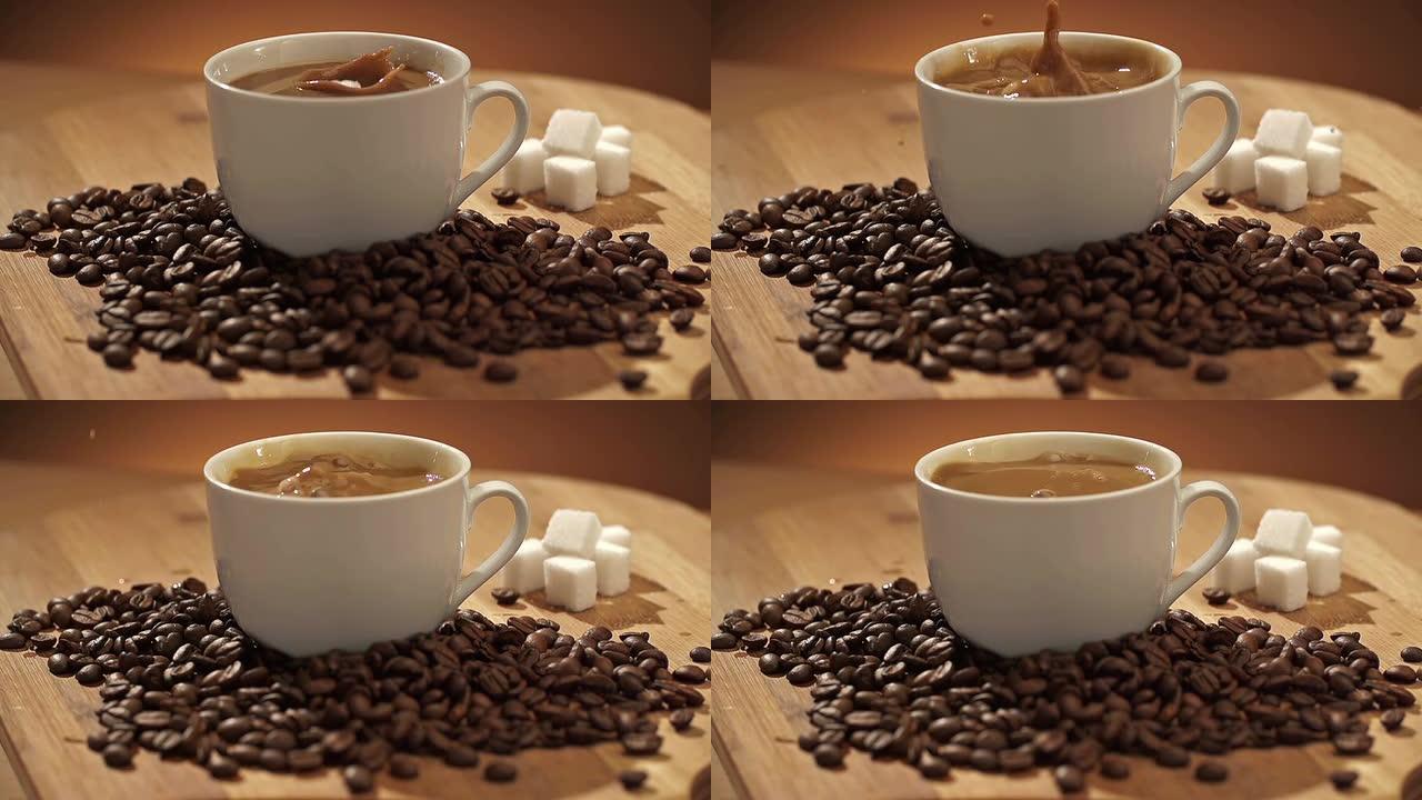咖啡和方糖精制饮料热咖啡放糖