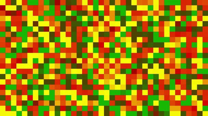 多色正方形|绿松石、粉色、红色、蓝色、绿色、紫色、橙色和黄色|颜色随随机生成闪烁效应而变化