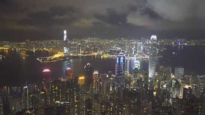 香港之夜夜景灯火车流金融中心城市