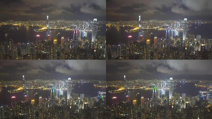 香港之夜夜景灯火车流金融中心城市