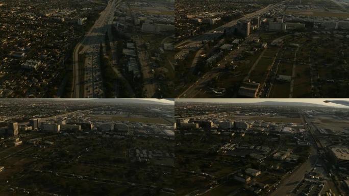 从飞机窗口4k俯瞰洛杉矶和洛杉矶国际机场