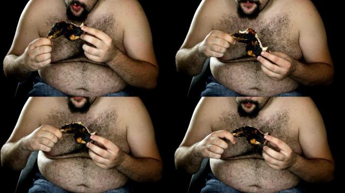 超重男子吃鸡肉超重男子吃鸡肉肥胖