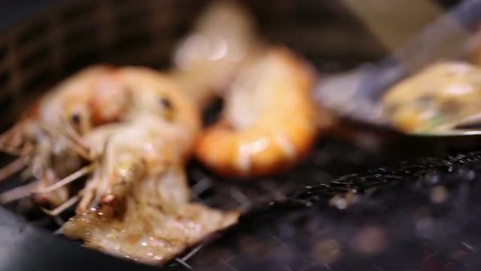 炉排油炸食品高蛋白食物烧烤虾肉