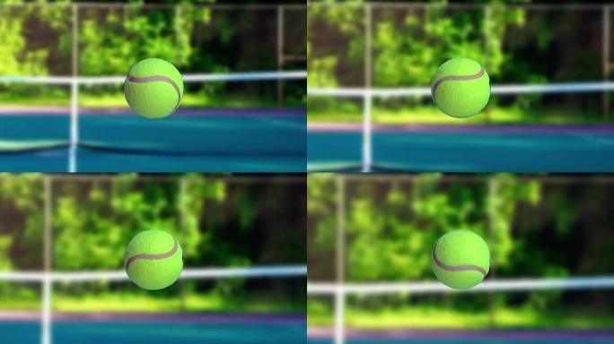 超慢动作视频，网球在球场中移动