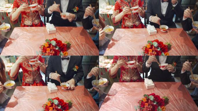 新郎新娘吃面粉圆子