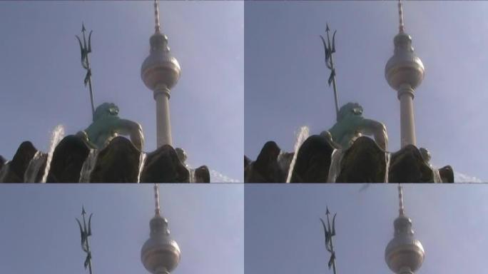 柏林喷泉流水象征欧洲