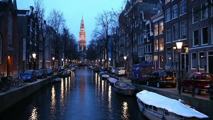 高清：黄昏时分的阿姆斯特丹Zuiderkerk南教堂
