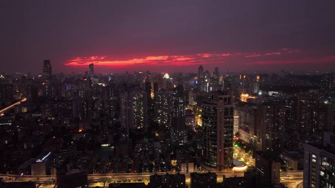广州新旧城区航拍 夜景
