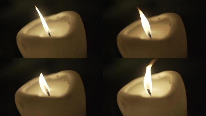 SLO MO特写选择性聚焦蜡烛燃烧