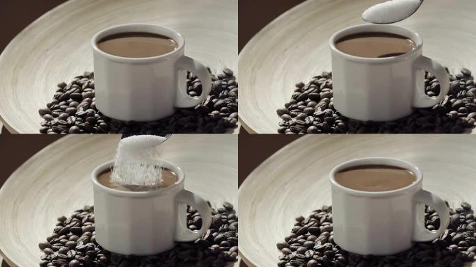 咖啡和糖咖啡加糖咖啡拿铁美味咖啡