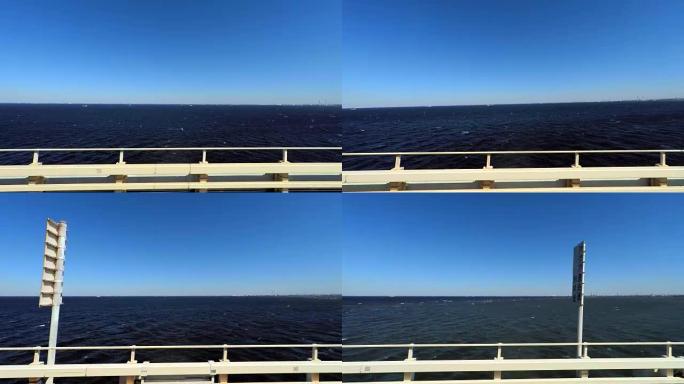 在海洋上行驶-东京湾水上-线-侧视图-4K-