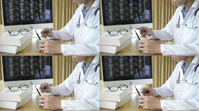 医务人员检查x光片