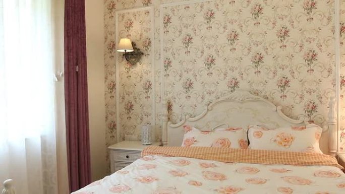 后现代豪华卧室和装饰，实时。