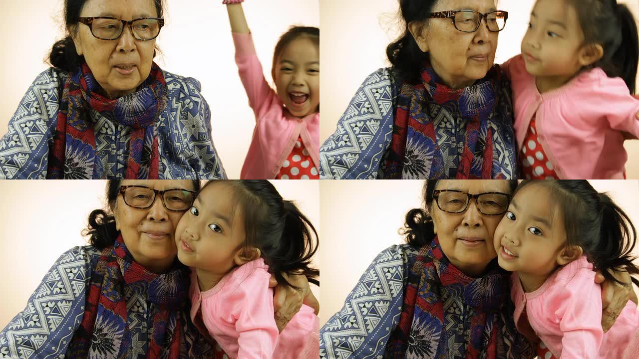 亚洲祖母和孙女