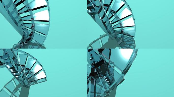 3D玻璃楼梯螺旋动画