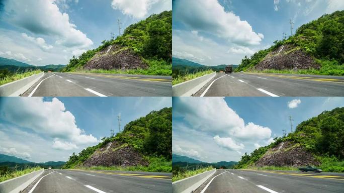 时间流逝: 泰国碧差汶省高速公路上的交通