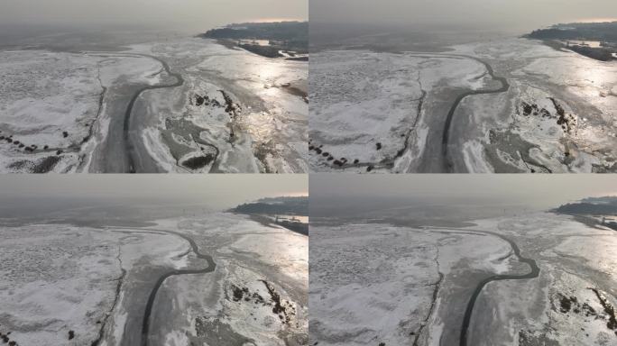 秦皇岛鸽子窝公园附近的海冰风景