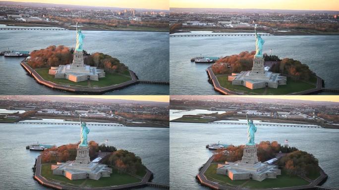 自由女神像-航拍美国地标象征大型雕塑