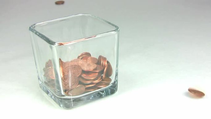 高清：硬币抛硬币玻璃杯