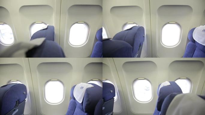 空乘客座位和飞机窗户