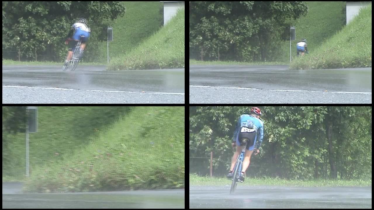 自行车赛手下雨天骑行自行车赛手