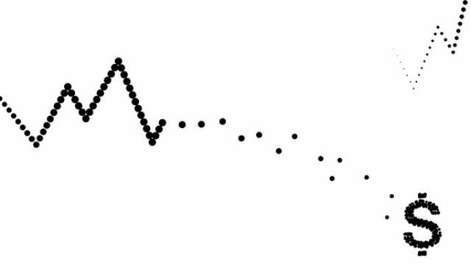 积极/持续趋势图-美元图标，纯黑点（循环）