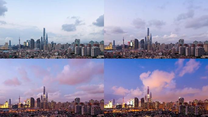 上海白天到晚上的天际线
