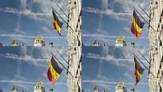 布鲁塞尔大广场上飘扬的比利时国旗